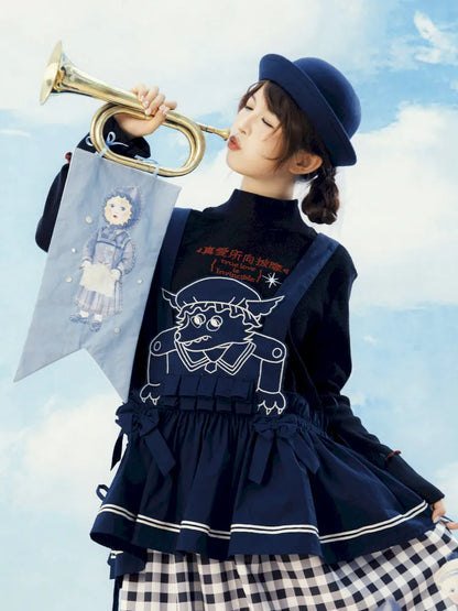 Navy Blue Layered Vest Apron【s0000014156】