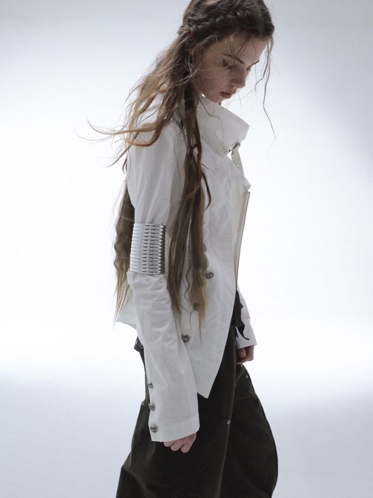 High-Neck Metal Buckle Napoleon Windbreaker【s0000013902】