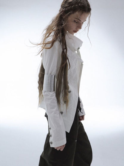 High-Neck Metal Buckle Napoleon Windbreaker【s0000013902】