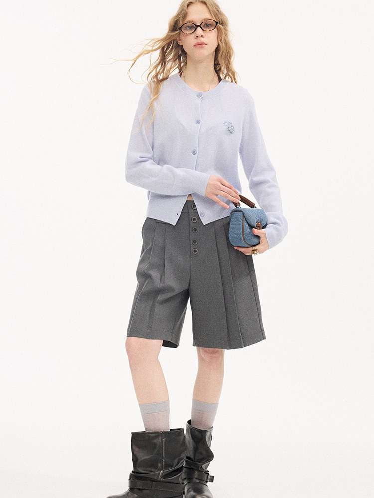 Hand-embroidered Grape Wool Cardigan【s0000015412】