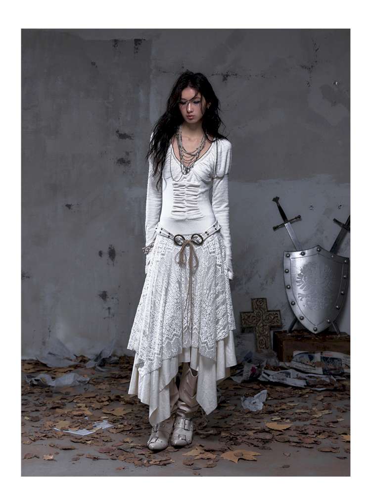 Lace Slimming Patchwork Knit Dress【s0000014467】