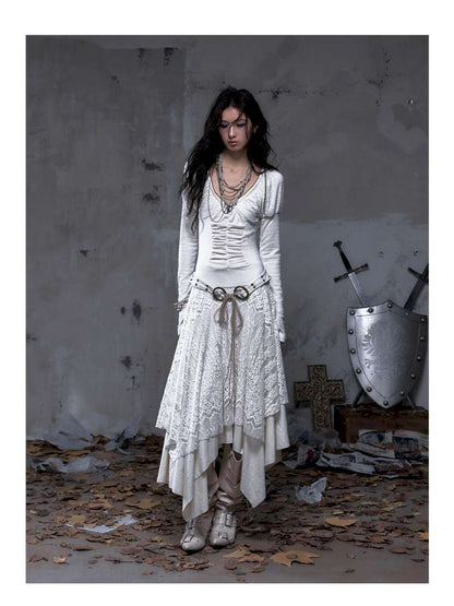 Lace Slimming Patchwork Knit Dress【s0000014467】