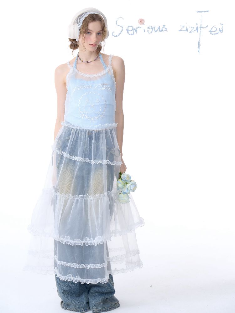 Lace Long Halter Outer Dress【s0000011681】