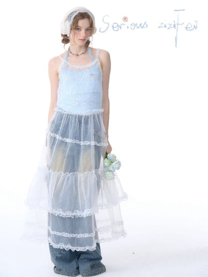 Lace Long Halter Outer Dress【s0000011681】