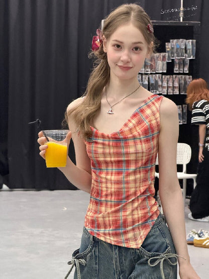 Summer Plaid Bow Vest Camisole【s0000017151】