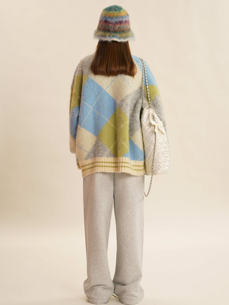 V-neck loose knit cardigan sweater【s0000006000】