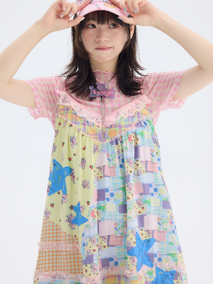 Floral Patchwork Star Lace Dress【s0000017699】