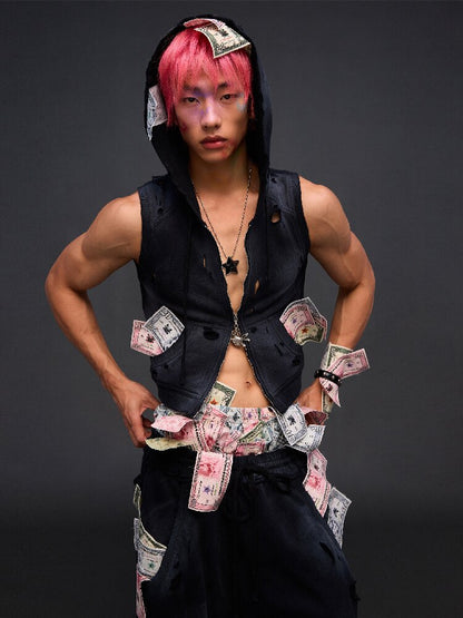 Distressed Vest Jackrt【s0000017489】