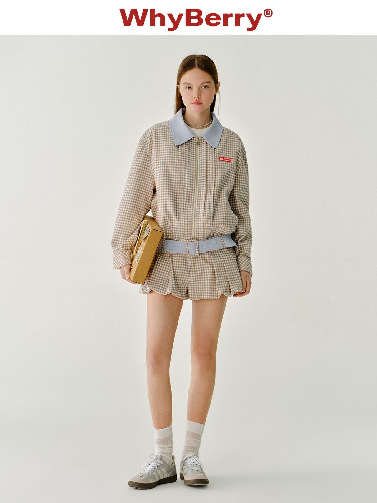 A-Line Shorts Peplum Plaid Pants【s0000011968】