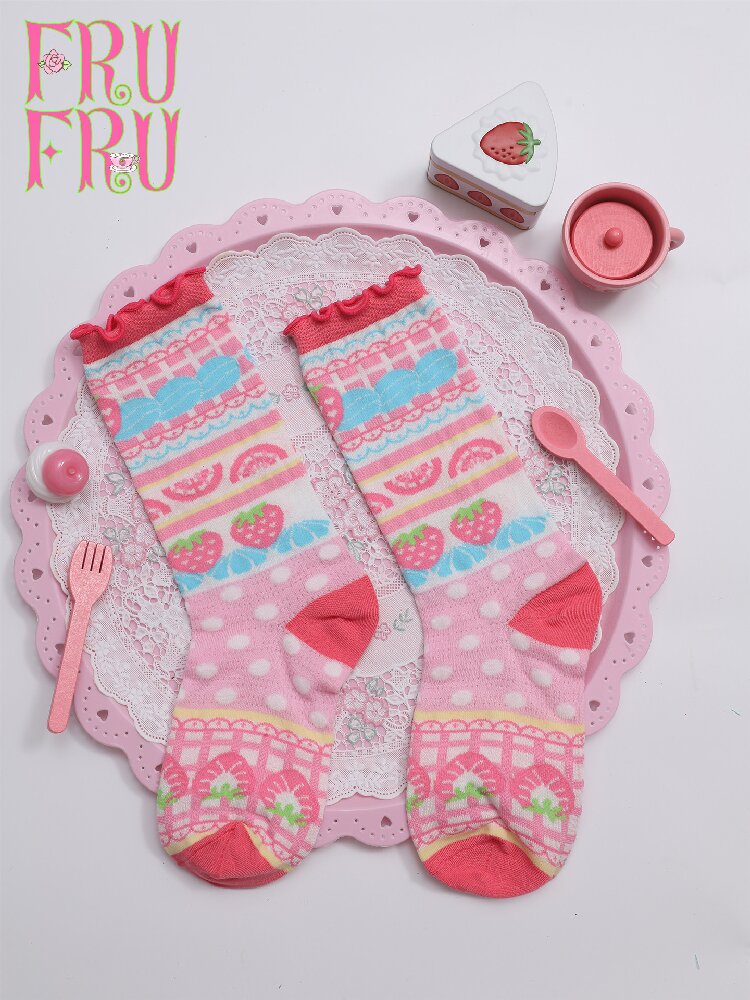 Strawberry Cake Print Summer Socks【s0000017757】