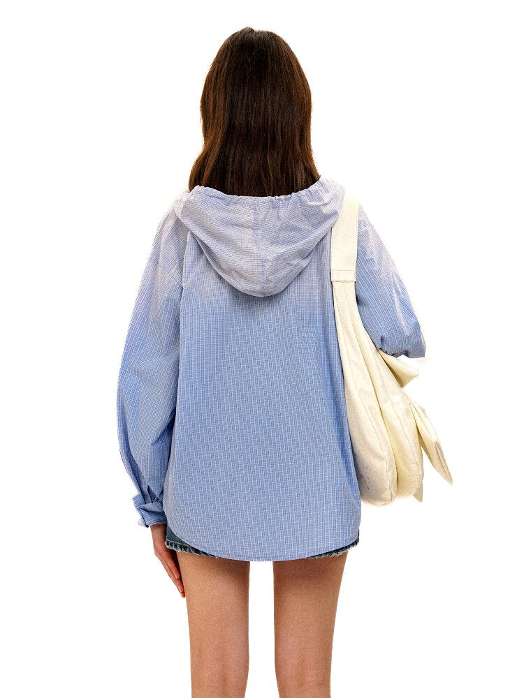 Fresh Plaid Monkey Hooded Shirt【s0000017444】