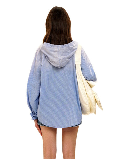 Fresh Plaid Monkey Hooded Shirt【s0000017444】