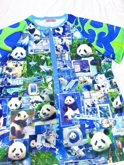 Blue Patchwork Loose Crew Neck T Shirt【s0000017711】
