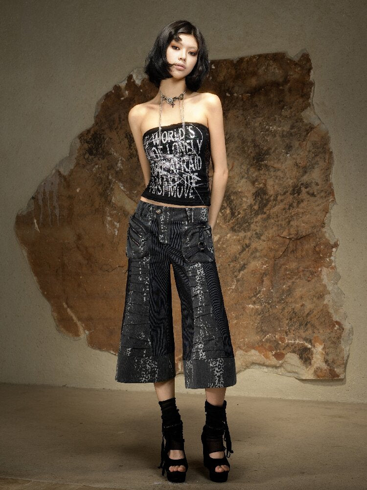 Dark Punk Cropped Bootcut Pants【s0000016887】