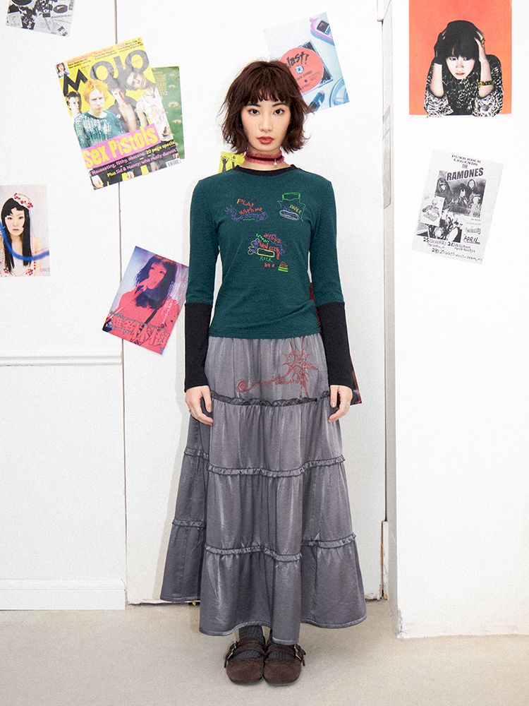 Stripe Splicing Printed T-Shirt【s0000011648】