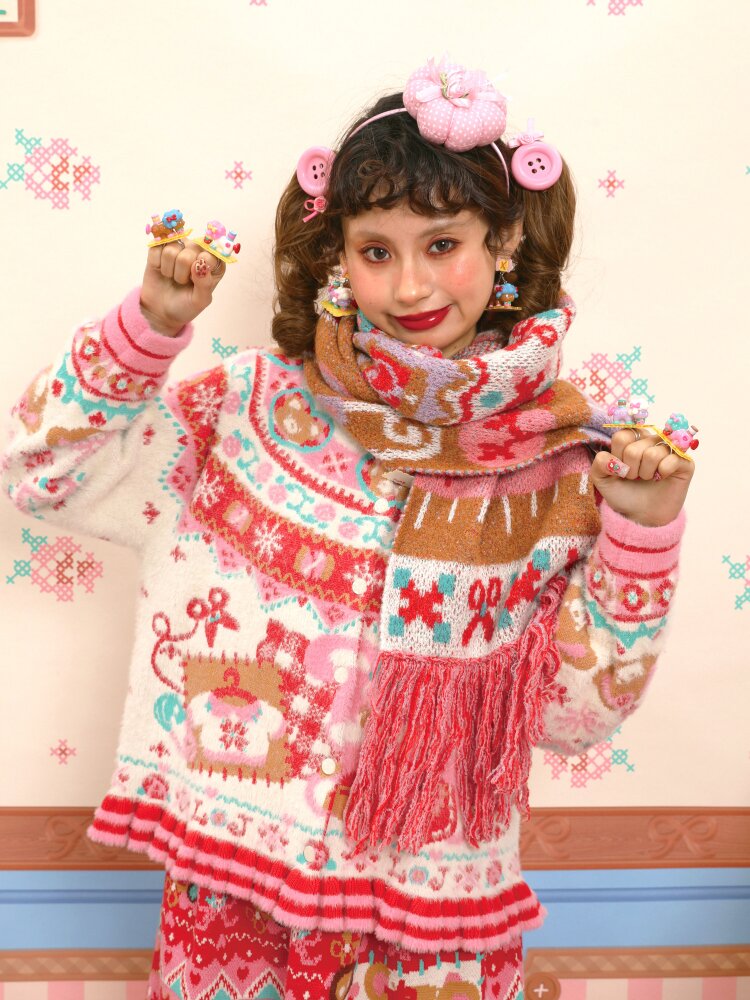 Soft Knit Bunny Fringe Long Scarf【s0000015563】