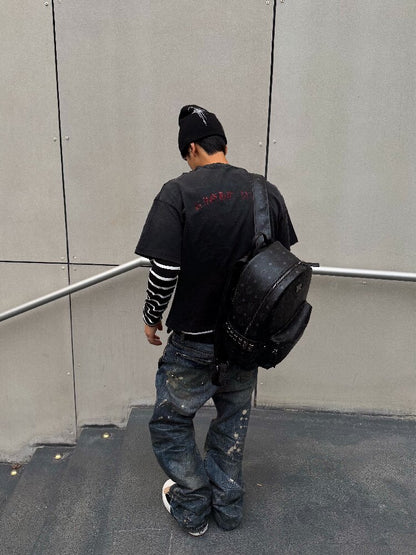 Rust Blue Oil Stained Flared Jeans【s0000018299】