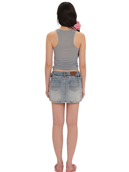 Denim ultra short skirt【s0000013425】