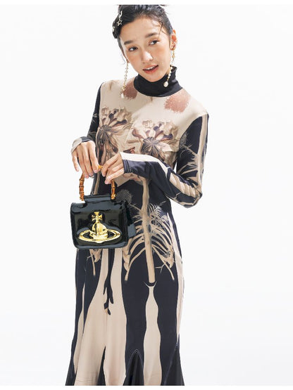 Printed Long Big Hem Dress【s0000011314】