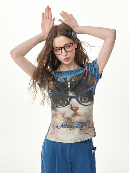 Top Student Cat Childlike T Shirt【s0000017267】