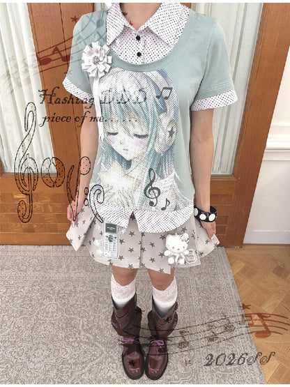 Comic Girl Fake Polka Dot Shirt【s0000016550】