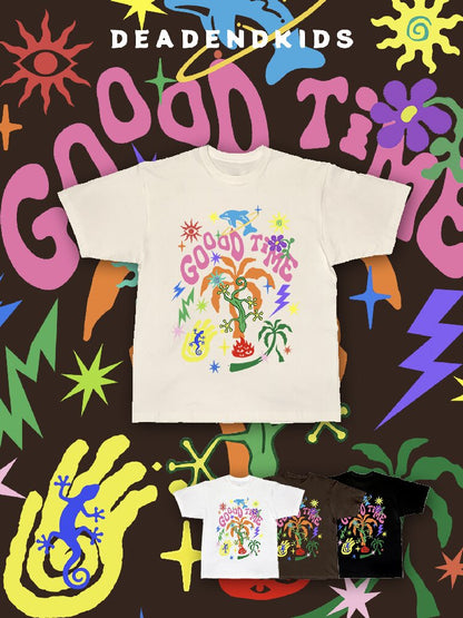 American Graffiti Print Loose T Shirt【s0000017112】