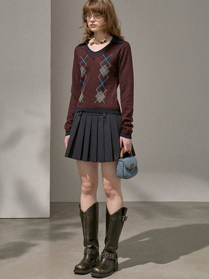 Contrast-Color Slim-Fit Pullover【s0000014405】