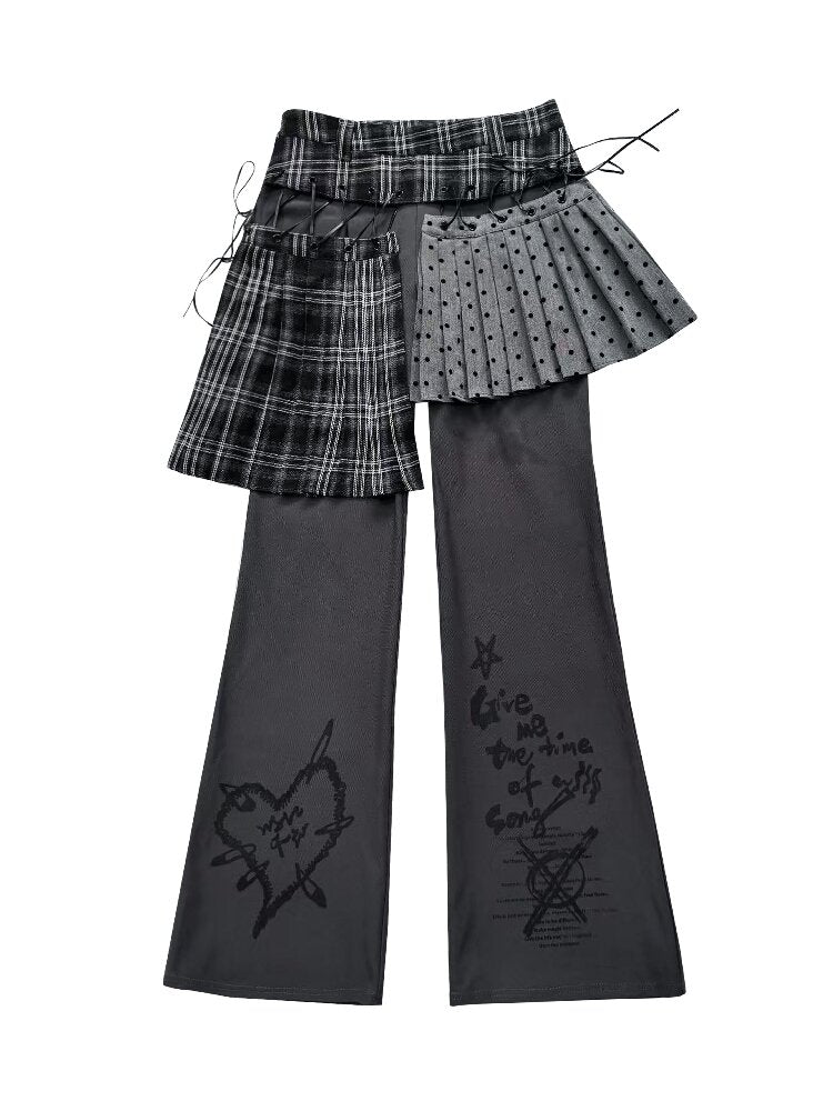Layered Plaid Patchwork Culottes【s0000016722】