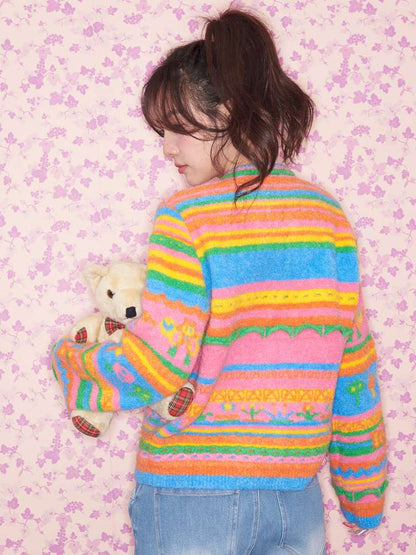 Colorful Striped Plush Knit Sweater【s0000015030】