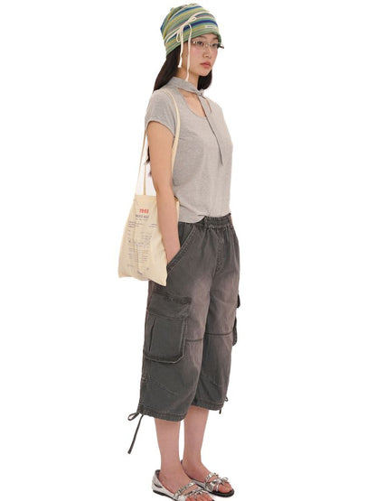 Adjustable workwear seven-minute pants【s0000013428】