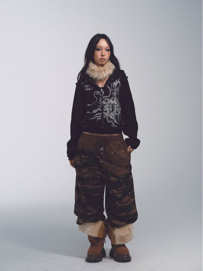 Printed Sweatshirt Studded Hoodie【s0000011232】