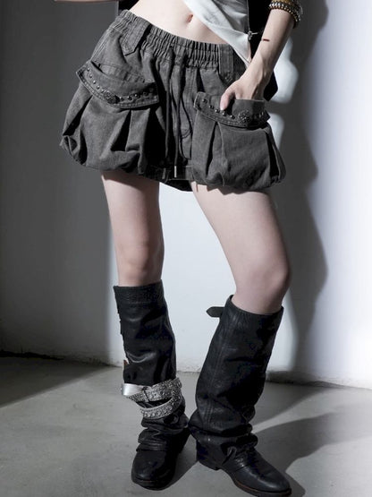 Washed Cotton Mid-Rise Shorts【s0000012834】