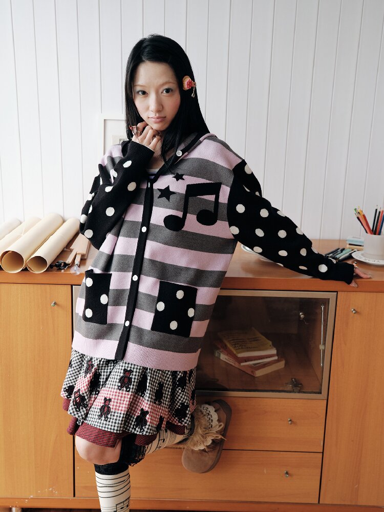 Purple Jacquard Hooded Sweater Top【s0000018708】