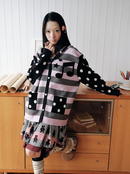 Purple Jacquard Hooded Sweater Top【s0000018708】