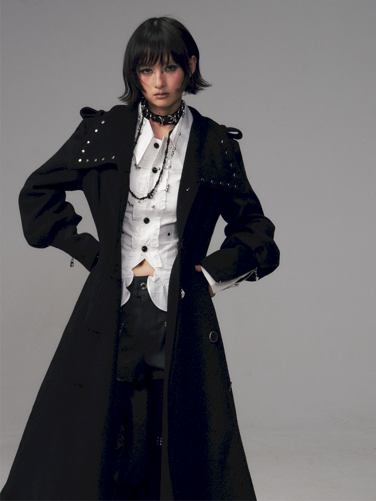 Dark A-Line Temperament Wool Coat【s0000014707】