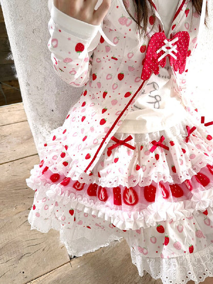 Cake Print Lace Bow Short Skirt【s0000018539】