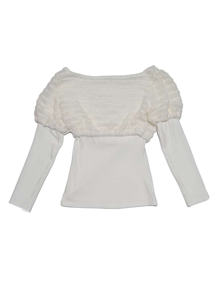 Draped Collar Bow Knitted Two-Piece Top【s0000014938】