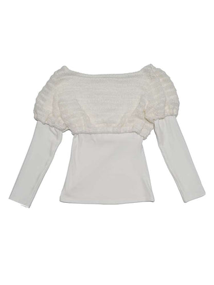 Draped Collar Bow Knitted Two-Piece Top【s0000014938】