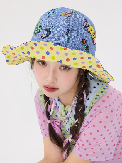 Bear Print Polka Dot Petal Hat【s0000016707】
