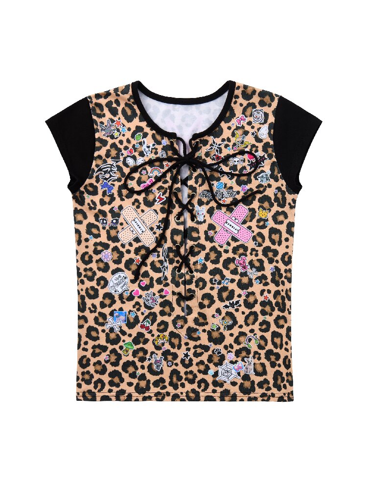 Leopard Sticker Print Strappy T【s0000017029】