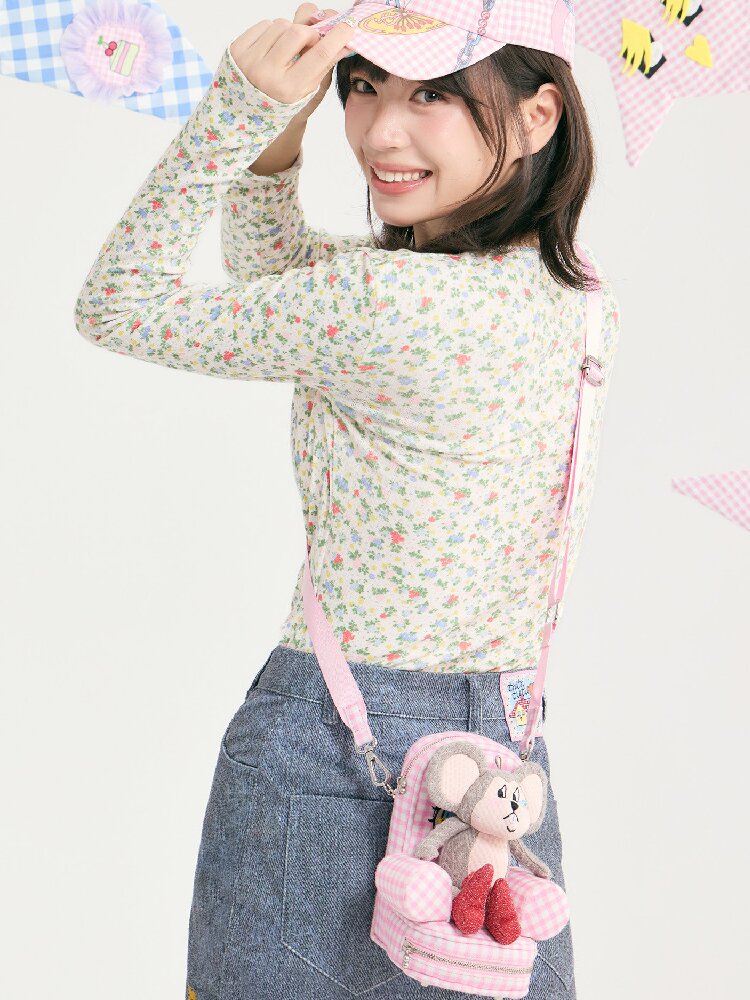 Floral Bear Stretchy Long Sleeve Top【s0000018725】