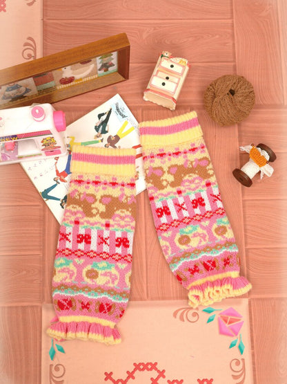 Yellow Pink Wool Lace Leg Cover【s0000015577】