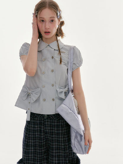 Bow Puff Sleeve Doll Collar Shirt【s0000016610】