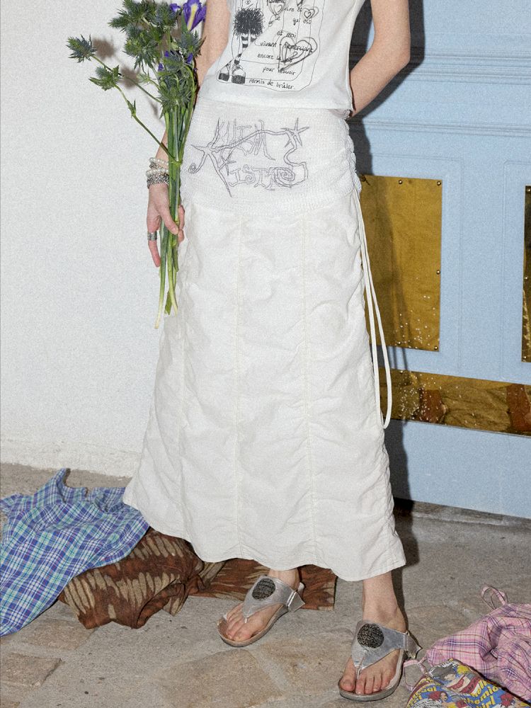 Mesh splicing pumped pleated bustle skirt【s0000012287】