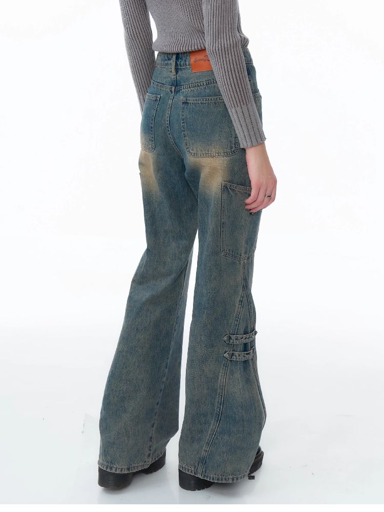 Straight Wide Leg Washed Jeans【s0000011489】