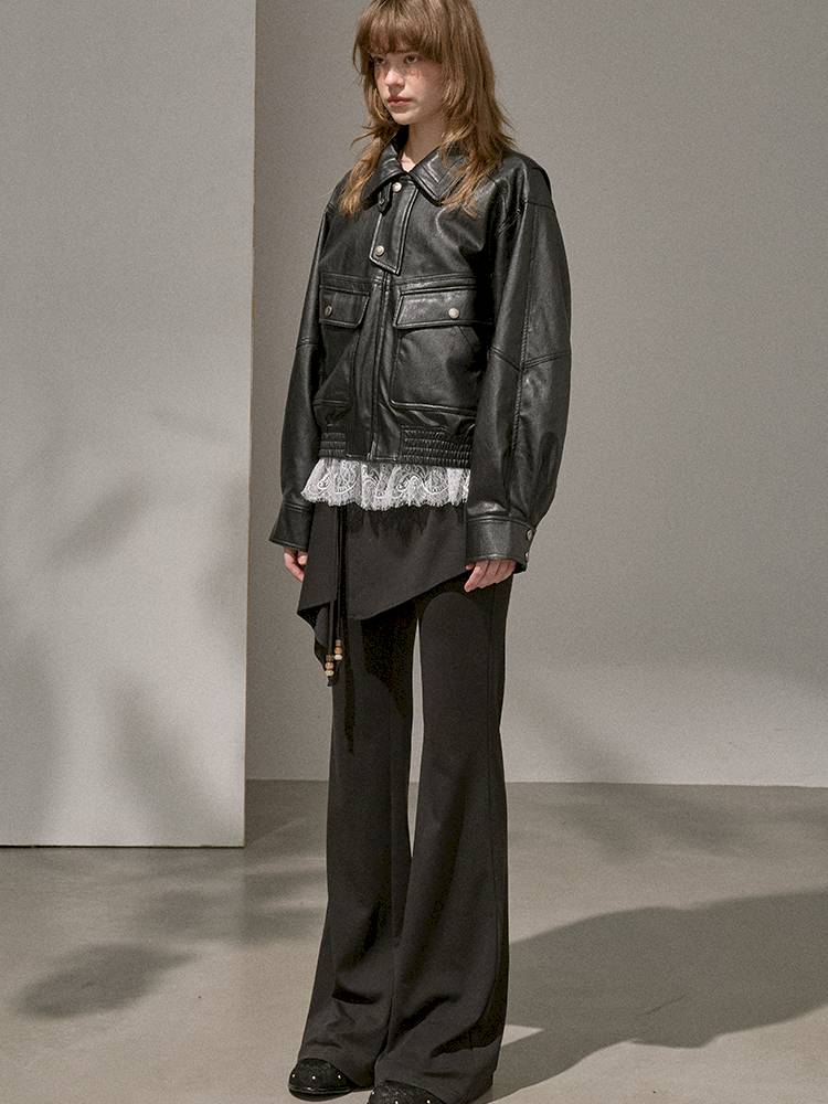 Beaded Drawstring Relaxed Fit Trousers【s0000014408】