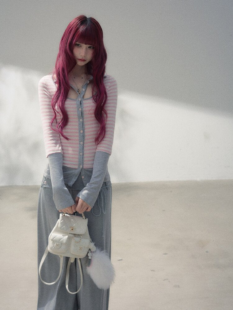 Striped Design Patchwork Base Top【s0000019261】