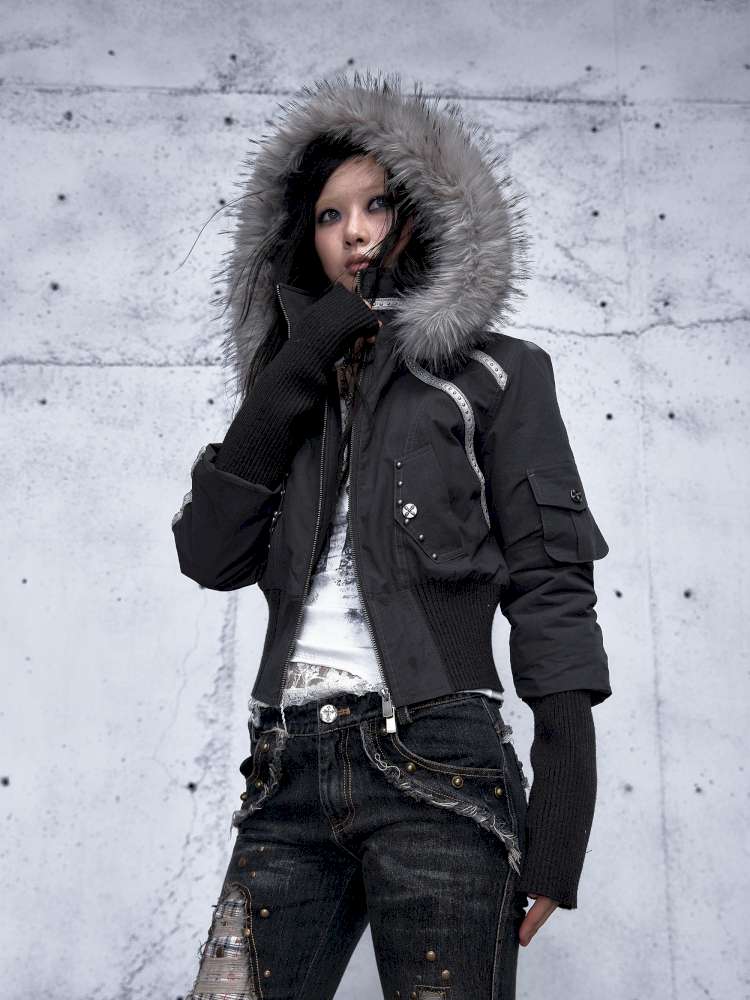 Street Punk Fur Hooded Padded Jacket【s0000014922】