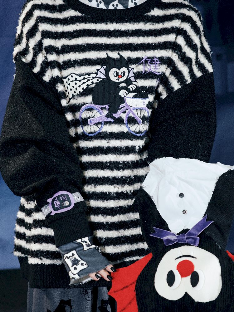 Striped Plush Colorblock Sweatshirt【s0000011560】