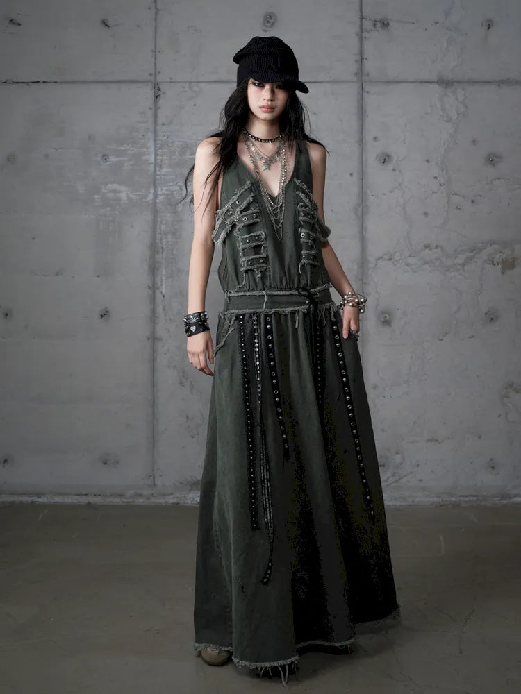 Workwear Vest-Style Maxi Dress【s0000013941】